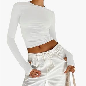 White Long Sleeve Top w/ thumb holes